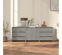3 Piece Sideboard Grey Sonoma Engineered Wood Berkfield Home Grey One Size
