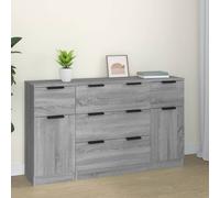 3 Piece Sideboard Set Grey Sonoma Engineered Wood Berkfield Home Grey One Size
