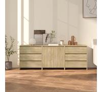 3 Piece Sideboard Sonoma Oak Engineered Wood Berkfield Home Beige One Size