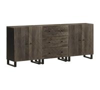 3 Piece Sideboards Black 60x33x75 cm Solid Wood Mango Berkfield Home Black One Size