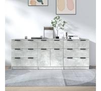 3 Piece Sideboards Concrete Grey Engineered Wood Berkfield Home Grey One Size
