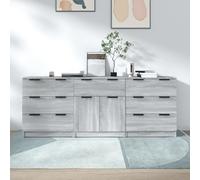 3 Piece Sideboards Grey Sonoma Engineered Wood Berkfield Home Grey One Size