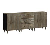 3 Piece Sideboards Light Grey 60x33.5x75 cm Solid Wood Mango Berkfield Home Black One Size