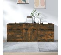3 Piece Sideboards Smoked Oak Engineered Wood Berkfield Home Brown One Size