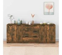 3 Piece Sideboards Smoked Oak Engineered Wood Berkfield Home Brown One Size