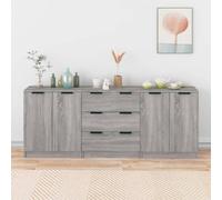 (grey sonama) vidaXL Sideboards 3 Piece Engineered Wood Storage Rack Organiser Multi Colours