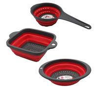 3-Piece Silicone Collapsible Strainer Pasta Sieve Kitchen Sieve Space-Saving