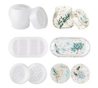 3-Piece Silicone Molds for Epoxy Resin, Including Rolling Tray, Pudding Jar with Lid and Grinder Molds for Resin Casting, DIY Silicone Moulds Kit for Storage and Decoration
