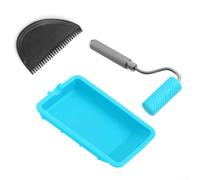 3-Piece Silicone Paint Roller Brush Set with Tray and Grooved for Home Renovation and Professional Painting Projects, Ergonomic Handle and Anti-Slip Pads for Easy Control and Reusable Cleaning