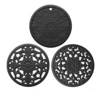 3 Piece Silicone Pot for Pads Effective Heat Protection for Kitchen Tables (Black)