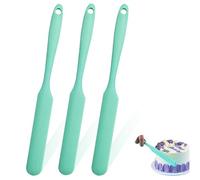 3 Piece Silicone Spatula Set, Long Handle Skinny Spatula & Jar Scraper for Jars, Sourdough Spurtle, Bottles and Containers, Heat-Resistant Non-Stick Spatulas for Mixing, Spreading Jam (3, Green)