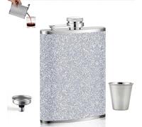 3-Piece Silver Hip Flask Alcohol Set with Funnel and Cups, 8oz Portable Stainless Steel Flask Alcohol, Hip Flasks for Womenz, Hip Flasks for Men for Barbecuing Camping Hiking Biking Parties