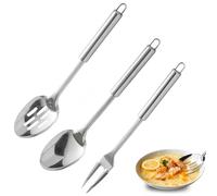3 Piece Slotted Spoon, Stainless Steel Kitchen Utensils Set, Large Serving Spoons for Cooking, Stirring, Draining, Durable Metal Spoons for Home and Restaurant Use