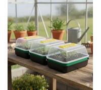 3-Piece Small Windowsill Propagator Set With Seed Tray, Gravel Tray & Vented Dome Cover 21Cm