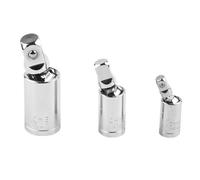 3-Piece Socket Wrench Extension Bar Set: 1/4" 3/8" 1/2" Joint Ratchet Angle Adapters, Chrome Vanadium Steel, 360° Rotating Head, Compact for Worksh