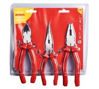 Am-Tech Plier Set B0850 - Drop-Forged Steel for Wires, Cables & Rubber Anti-Slip Handles (3-Piece)