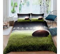 3 Piece Soft Polyester Luxurious 3D Printed Duvet Cover Bedding Set Single 90X190 Cm Football Rugby With 2 Pillow Cases Zipper Closure For Kid- Comfortable, Breathable - Soft Fabric-43279387783