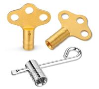 3-Piece Solid Brass Radiator Bleed Key Set UK, Mellbree Metric/Imperial Fit, Hex & Towel Radiator Key Tools for Heating Upkeep