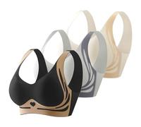 3 Piece Sports Bras for Women UK, Colour Block Clash Lift One Piece Bras, Full Coverage Backless Gathering Bra, Upper Support Adjustable Sports Underwear, Women Leisure Stretch Yoga Vest Bralette