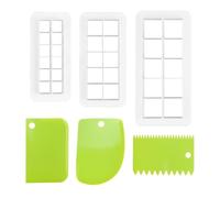 3 Piece Square Stamping Mold with 3 Scrapers, Fondant Cake Embossing Mold, Geometric Shape Cutter, Cookie Embossing Strips, Baking Cutting Tool, DIY Baking Tool
