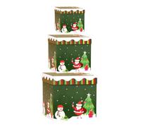 3 Piece Stacked Christmas Gift Boxes | Elk and Santa Snowman Boxes with Lids | Decorative Gift Box for New Year Parties, Birthday Table Decoration Pair