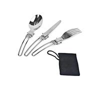 3-Piece Stainless Steel Folding Cutlery Set Travel Flatware Spoon Fork Knife, Mirror Polished, Dishwasher Safe, Portable with Case