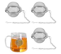3-Piece Stainless Steel Mesh Tea Ball Strainers - Tea Infuser Balls with Extended Chain Hook