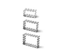 3-Piece Stainless Steel Rectangle Wavy Edge Cookie Cutter Set, Crimped Edge Biscuit & Pastry Molds for Baking & Decorating