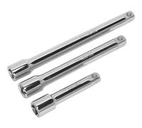 3 Piece Steel Extension Bar Set - 3/8" Sq Drive - Spring-Ball Socket Retainer