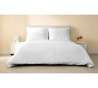 Good Nite Double Duvet Cover Sets Satin Stripe Brushed Microfiber Bedding Set 3 PCS with Pillowcases Ultra Soft with Corner Straps (Light Gray, Double)