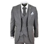 3 Piece Suit Double Breasted Tweed TruClothing Grey 50R