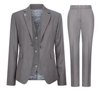 3 Piece Suit Plain Tailored Fit Business Formal Dress TruClothing Grey 14