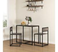 HOMCOM 3 Piece Dining Table Set with Metal Frame Natural - Grey