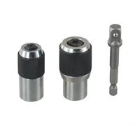 3 Piece Tap Socket Set With Adjustable Jaws For #6 To 1/2 Inch Taps And 3/8 Inch Square Drive Wrenches In Black And Silver Finish For Threading