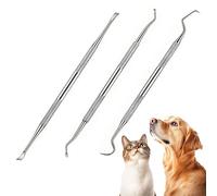3-Piece Tartar Remover Set, Tartar Remover Dog, Stainless Steel Double Head Dental Care, Tartar Remover, Dentist Scaler, Pet Friendly, for Tartar Removal for Dogs and Cats