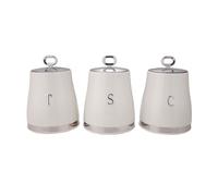 3-Piece Tea Coffee Sugar Canisters Set 1.4L Carbon Steel Body Geepas Cream One Size