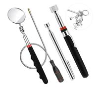 3-Piece Telescopic Magnetic Pickup Tool Set with Claw Grabber + 1-Piece 4-in-1 Professional 360° Rotating Telescopic Inspection Mirror for Automotive Repair& DIY (3.5LB/15LB Capacity)