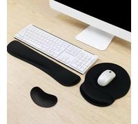 3-Piece Thickened Memory Foam Wrist Rest Set - Keyboard Wrist Support, Mouse Mat with Wrist Support & Small Hand Rest, Non-Slip Rubber Base, 25mm Heightened Wrist Cushion for Office, Gaming, Computer