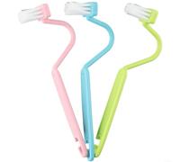 3 Piece Toilet Brush Set with V Shaped Bristles and Curved Bent Handles for Reaching and Cleaning Deep Toilet Corners and Other Small Areas