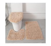 3 Piece Toilet Seat Cover Set,thicker Toilet Seat Cover Pad With Bath Mat + Pedestal Mat + Toilet Seat Cover，toilet Lid Covers Washable，bathroom Toilet Seat Pads For Winter ( Color : 3pcs Beige )