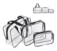 3 Piece Transparent Toiletry Bag, Waterproof PVC Travel Bag Black
