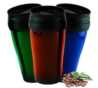 3 Piece Travel Mug Set - 400ml, Spill Proof Tumblers, Plastic Travel Mugs with Leak-Proof Plastic, Thermal Cups for Hot and Cold Drinks -16.5cm