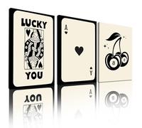3 Piece Trendy Retro Feeling Lucky You Poster Funky 8 Ball Dice Cherry Canvas Wall Art Queen Poker Prints Poster for Room Aesthetic Girl Dorm Bedroom Wall Decor Trendy Set of 3 Unframed 12x16Inch