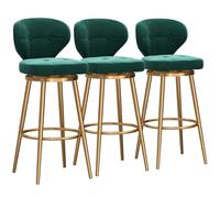 3-Piece Velvet Bar Stools Set, 360° Swivel High Back Chairs with Gold Footrest, Elegant Green Kitchen & Pub Seating, Perfect for Modern Home Decor, 75 cm