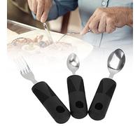 3-Piece Weighted Utensils Set for Elderly with Tremors | Non-Slip Rubber Grip Dining Tools for Shaky Hands | Heavy Duty Cutlery Kit Easy Handling