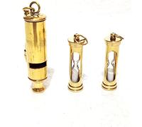 3 Piece Whistle Key Chain with Send Timer Collectible Brass Nautical Golden Size 2.05 Inch Approx