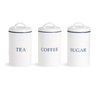 3 Piece White Farmhouse Tea Coffee Sugar Set - 11cm Nicola Spring White One Size