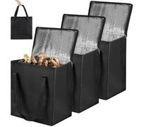 3-Piece Wood Pellet Storage Bag Set for Outdoor, Camping & Picnics -, Black, 13 X 8 X 14 Inches