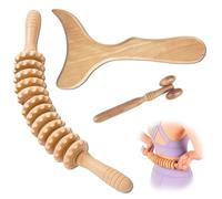 3 Piece Wood Therapy Massage Tool Set,Wooden Massage Roller Tool,Wooden Lymphatic Drainage Tool Set,Suitable for Relieving Muscle Pain,Lymphatic Drainage,and Hand,Leg,and Cellulite Massage.