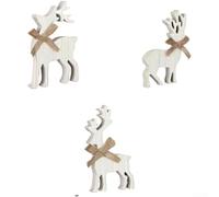3 Piece Wooden Desktop Moose Decoration Set with European Influences, Designed for Use in Various Indoor Home or Office Spaces (A)